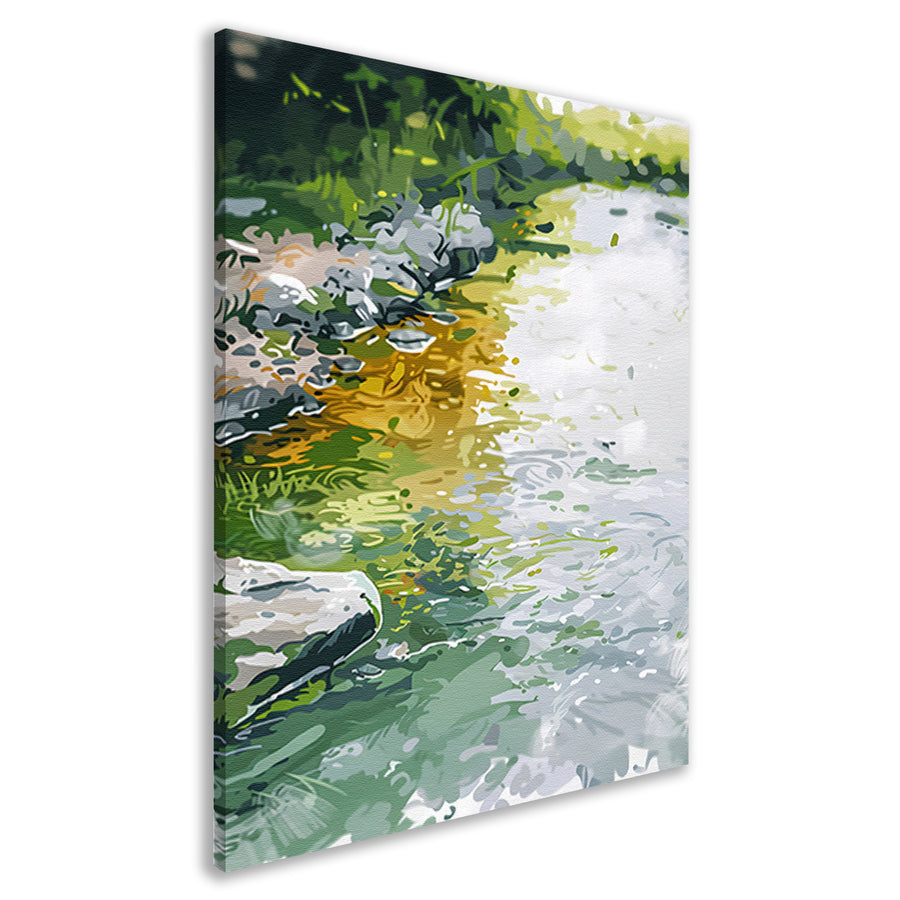 Impressionistisch schilderij van een rivier canvas