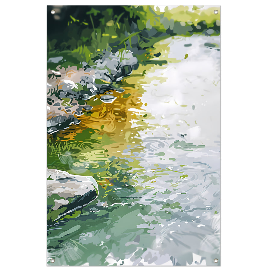 Impressionistisch schilderij van een rivier tuinposter