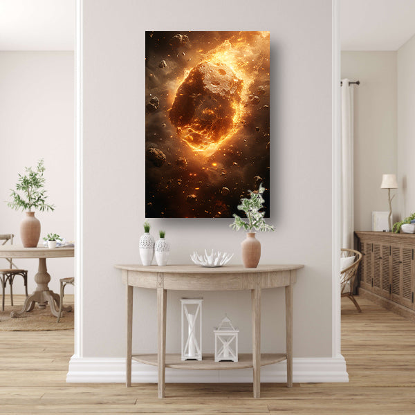 Vurige Meteoor Scheert Door Kosmos poster