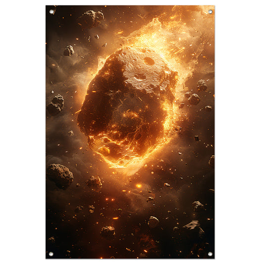 Vurige Meteoor Scheert Door Kosmos tuinposter