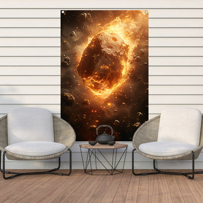 Vurige Meteoor Scheert Door Kosmos tuinposter