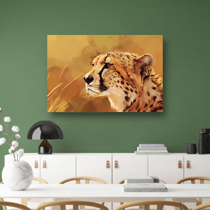 Realistisch schilderij van een majestueuze cheetah poster