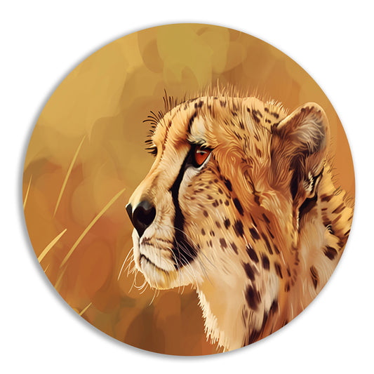 Realistisch schilderij van een majestueuze cheetah forex muurcirkel