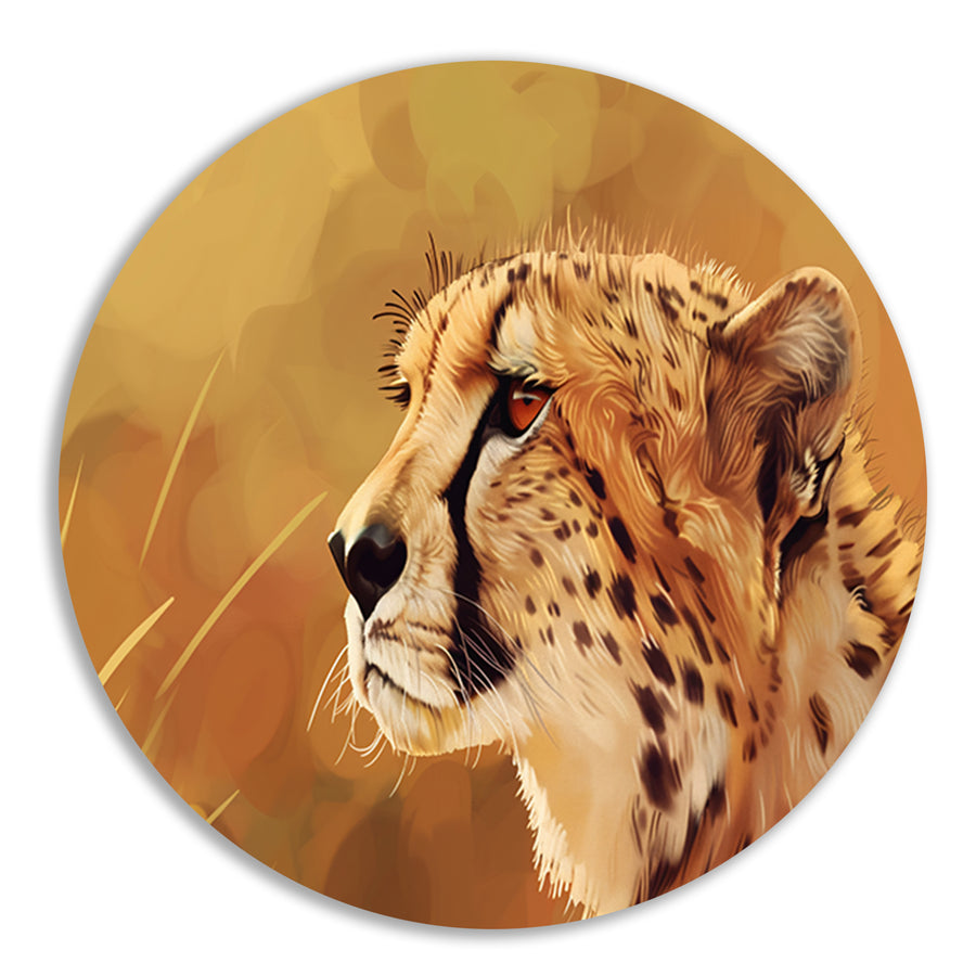 Realistisch schilderij van een majestueuze cheetah forex muurcirkel