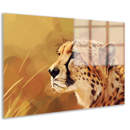 Realistisch schilderij van een majestueuze cheetah acrylglas