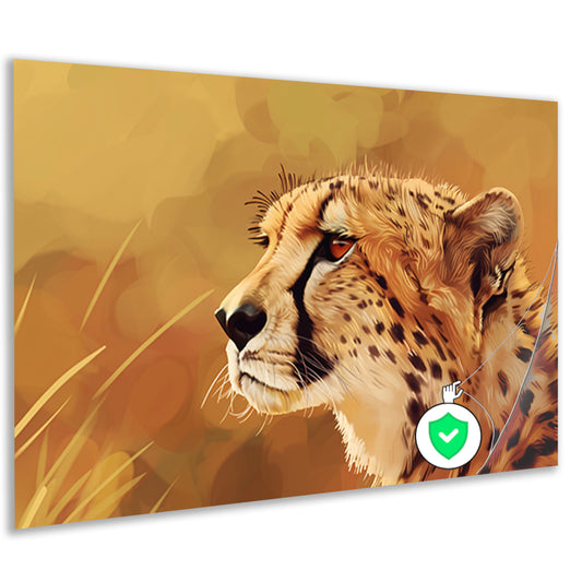 Realistisch schilderij van een majestueuze cheetah poster