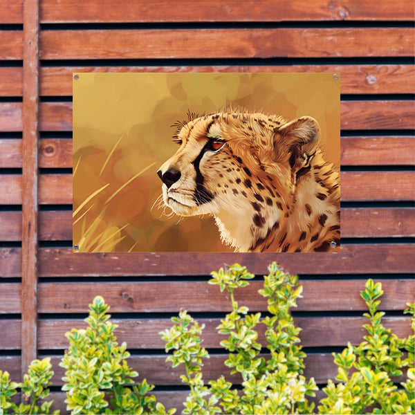 Realistisch schilderij van een majestueuze cheetah tuinposter