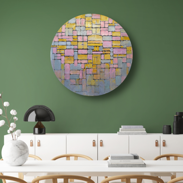 Tableau No. 2 - Piet Mondriaan aluminium muurcirkel