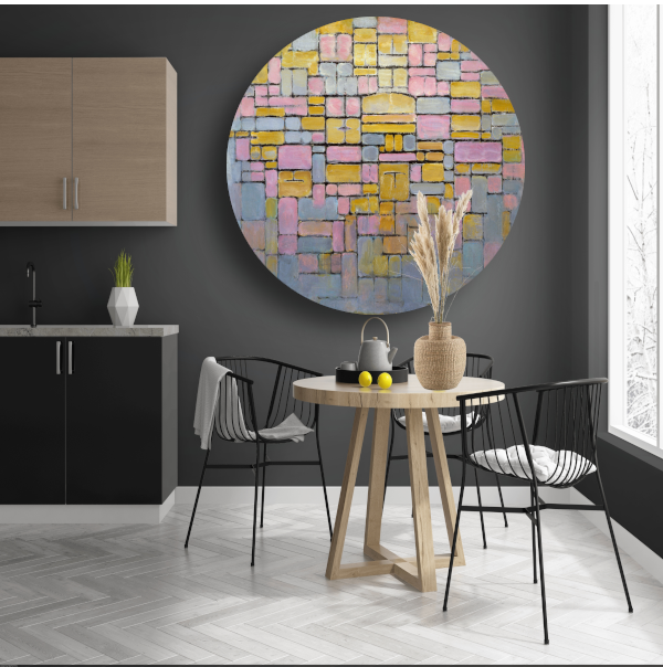 Tableau No. 2 - Piet Mondriaan aluminium muurcirkel