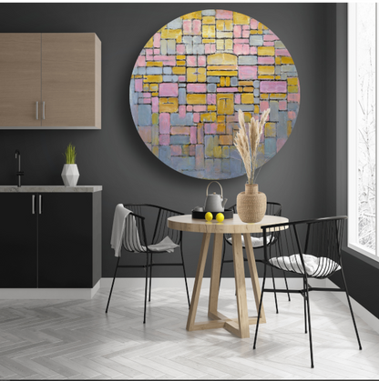Tableau No. 2 - Piet Mondriaan aluminium muurcirkel