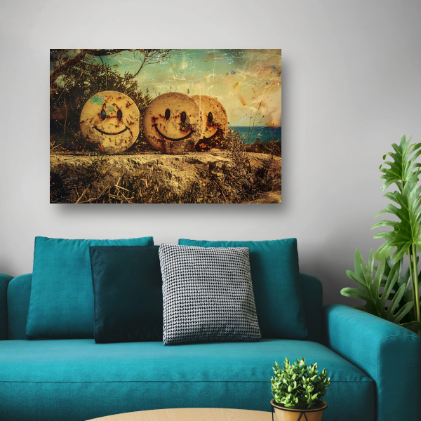 Glimlachende Stenen Graffiti acrylglas
