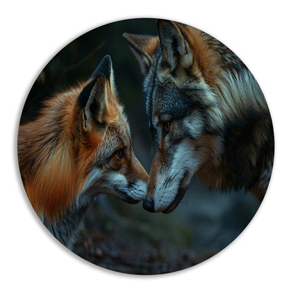 Vos en wolf neus aan neus schilderij forex muurcirkel