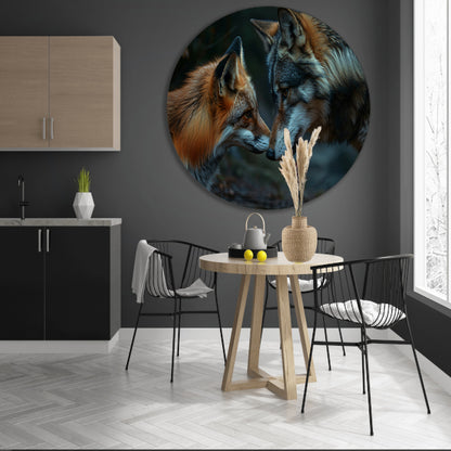 Vos en wolf neus aan neus schilderij forex muurcirkel