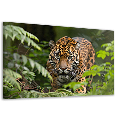 Jaguar sluipt door het regenwoudcanvas