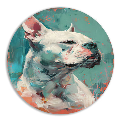 Kleurrijk abstract portret van een hond aluminium muurcirkel