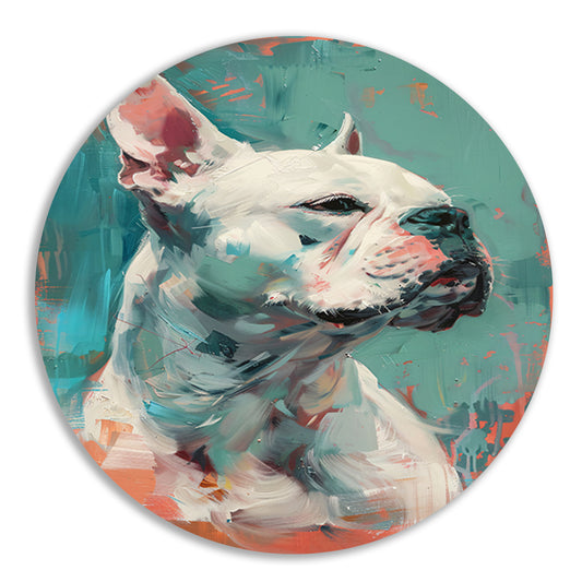 Kleurrijk abstract portret van een hond aluminium muurcirkel