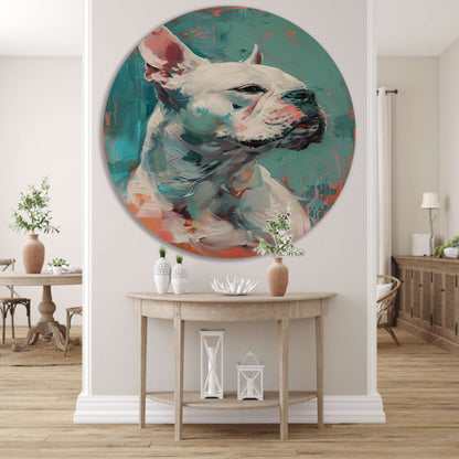 Kleurrijk abstract portret van een hond forex muurcirkel