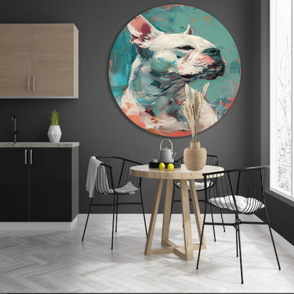 Kleurrijk abstract portret van een hond aluminium muurcirkel