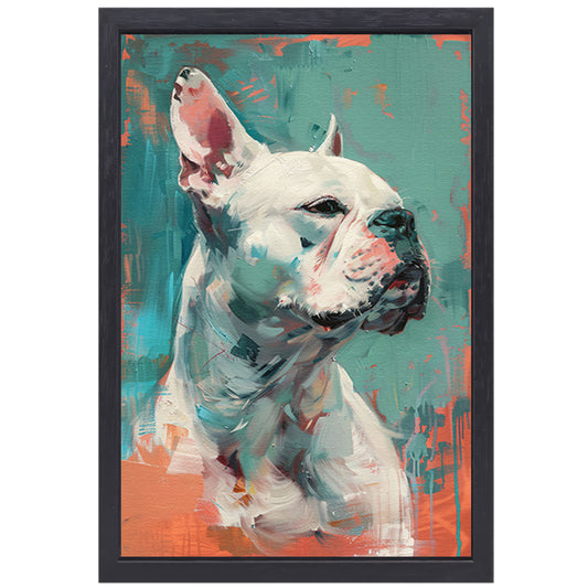 Kleurrijk abstract portret van een hond canvas met baklijst