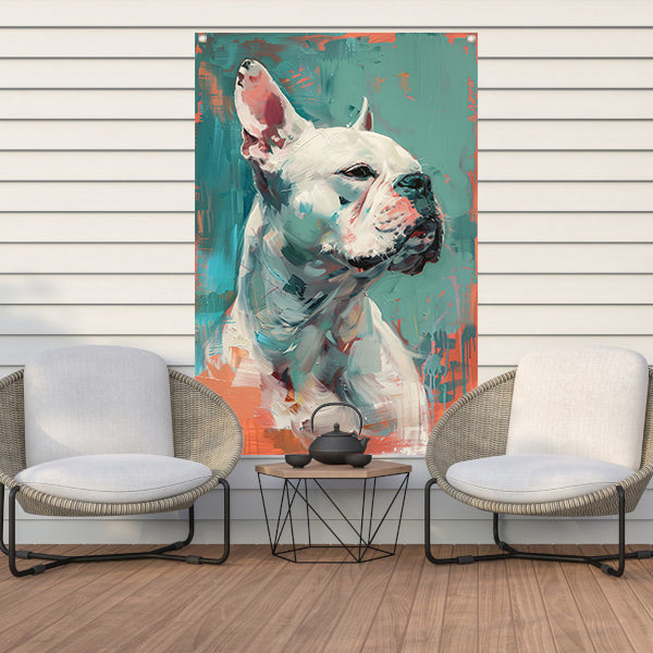 Kleurrijk abstract portret van een hond tuinposter