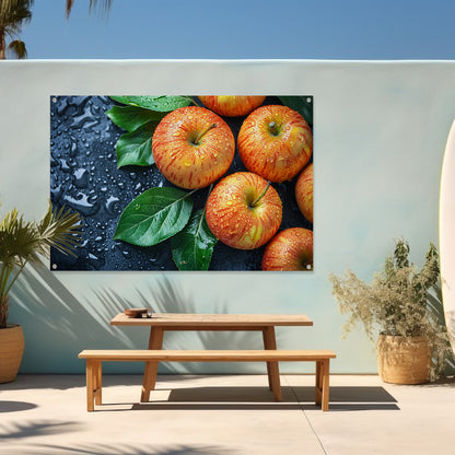 Glanzende appels met waterdruppels tuinposter