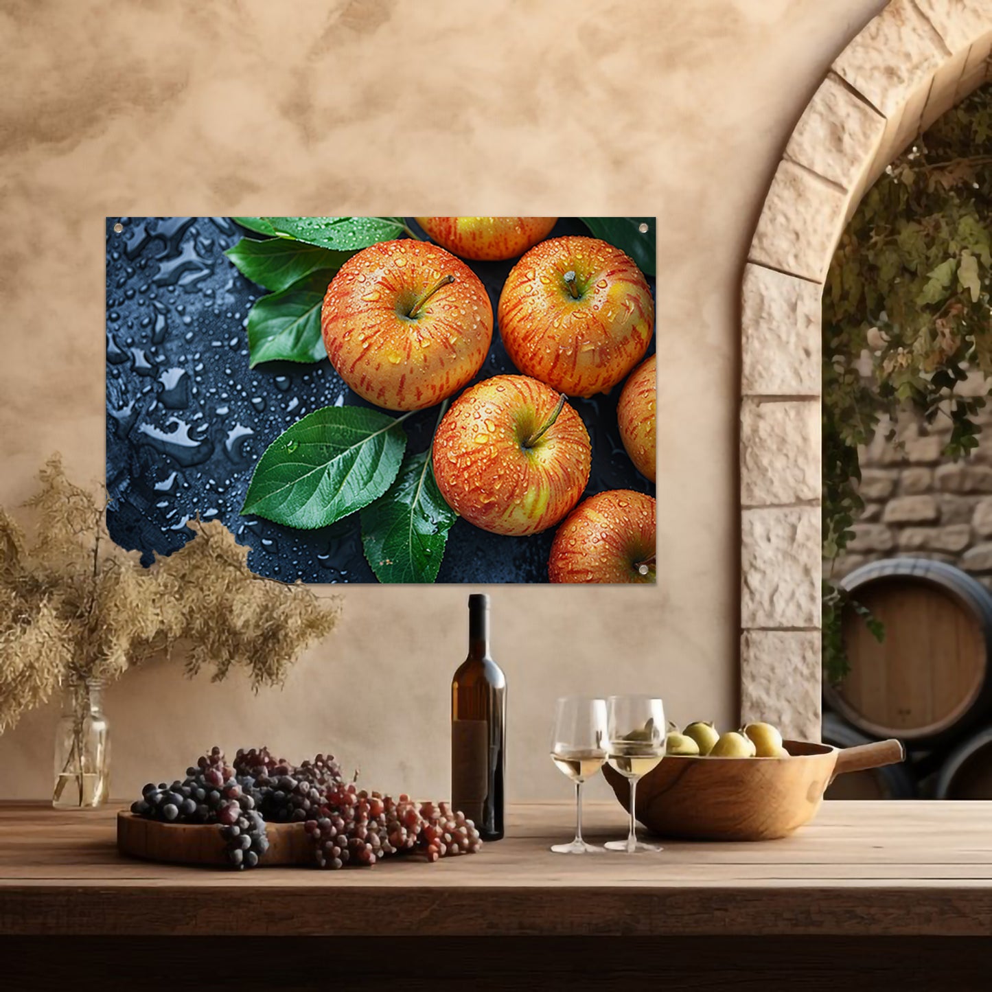 Glanzende appels met waterdruppels tuinposter