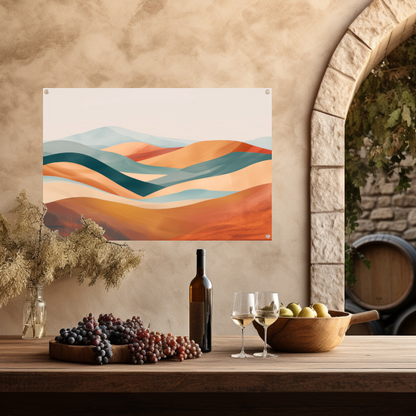 Abstract landschap met heuvels in pasteltinten tuinposter