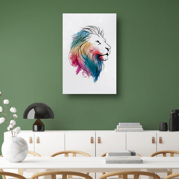 Abstracte aquarel leeuw in kleur poster