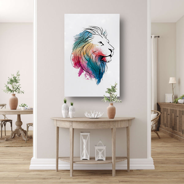 Abstracte aquarel leeuw in kleur poster