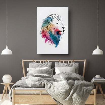 Abstracte aquarel leeuw in kleur poster