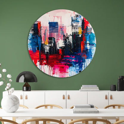 Abstract stadsgezicht met levendige kleuren forex muurcirkel
