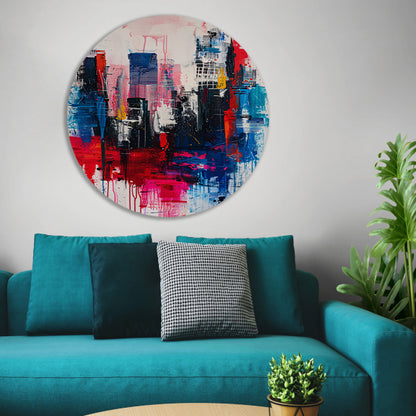 Abstract stadsgezicht met levendige kleuren forex muurcirkel
