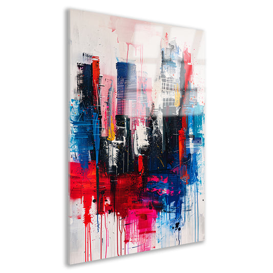 Abstract stadsgezicht met levendige kleuren acrylglas