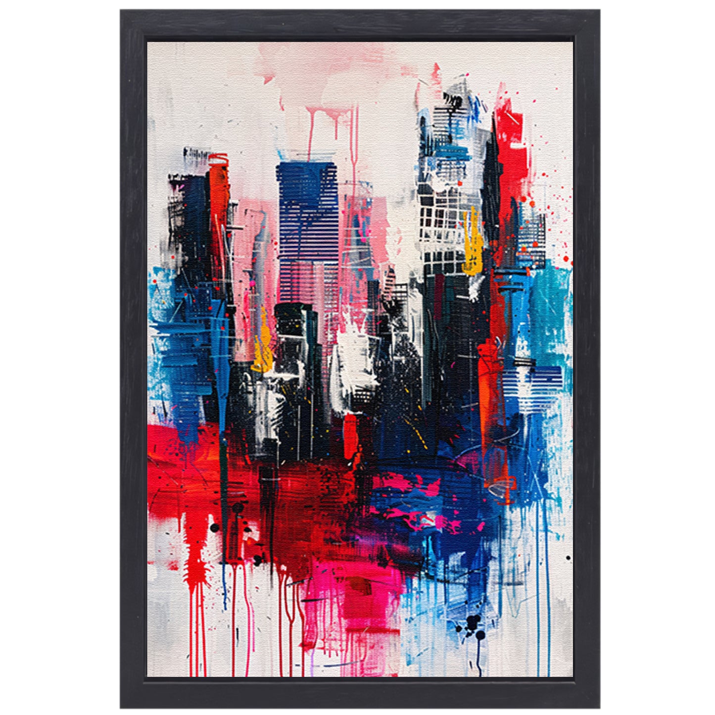 Abstract stadsgezicht met levendige kleuren canvas met baklijst