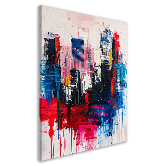 Abstract stadsgezicht met levendige kleuren canvas