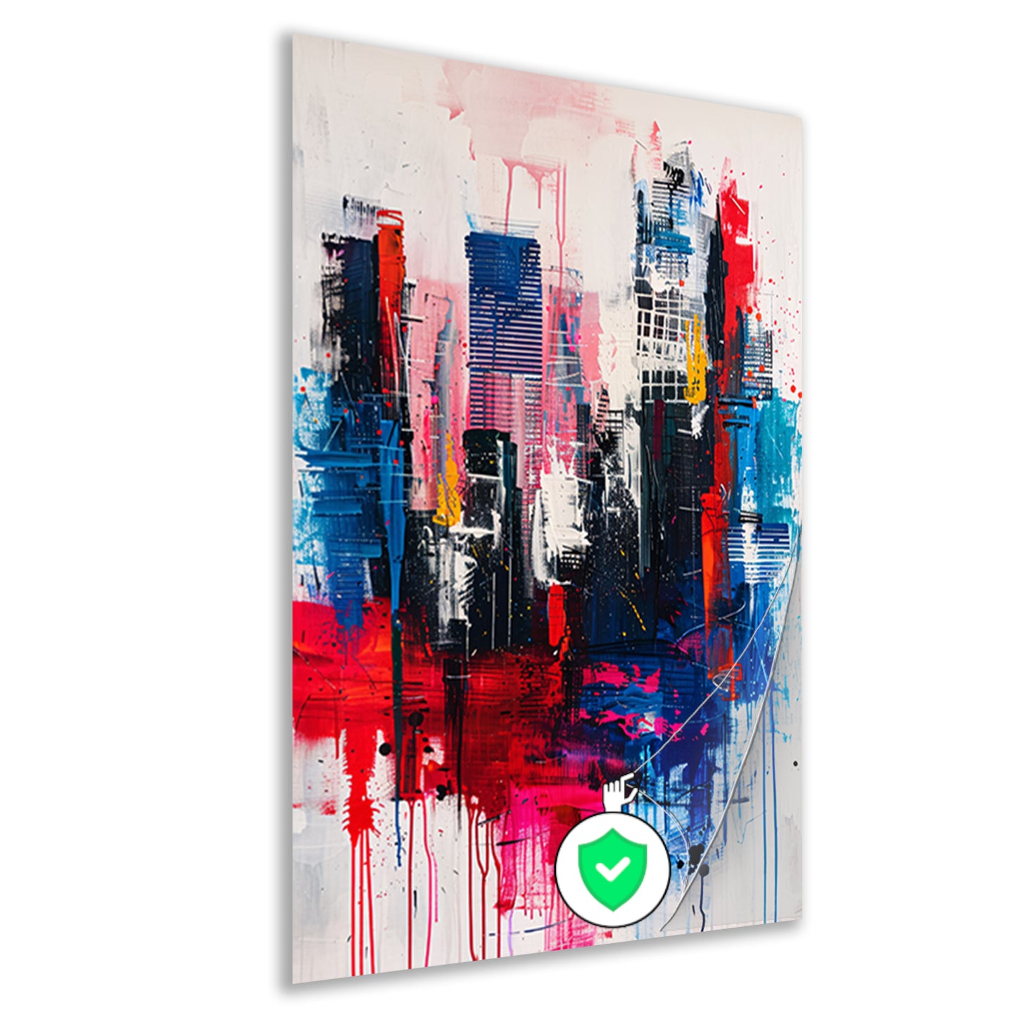 Abstract stadsgezicht met levendige kleuren poster