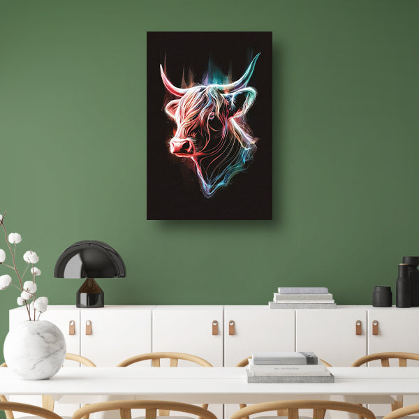 Abstracte Kleurendans van een Schotse hooglander canvas