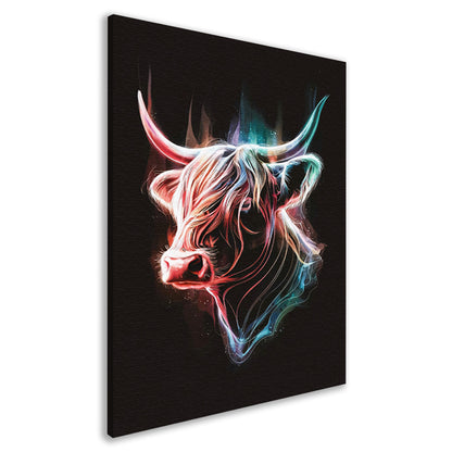 Abstracte Kleurendans van een Schotse hooglander canvas