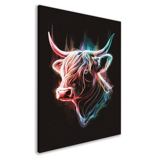 Abstracte Kleurendans van een Schotse hooglander canvas
