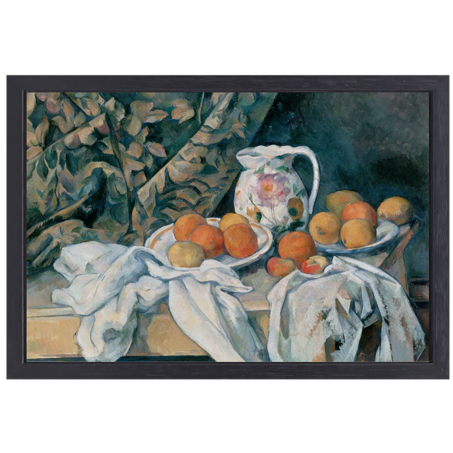 Stilleven met een gordijn - Paul Cézanne canvas met baklijst