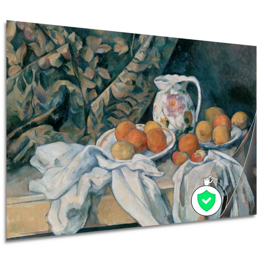 Stilleven met een gordijn - Paul Cézanne poster
