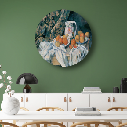 Stilleven met een gordijn - Paul Cézanne aluminium muurcirkel