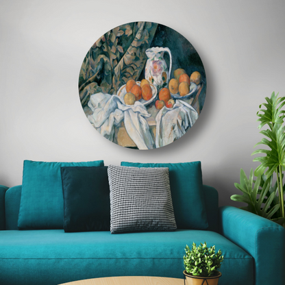 Stilleven met een gordijn - Paul Cézanne aluminium muurcirkel