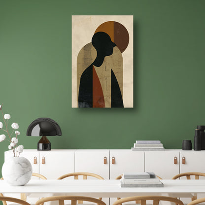 Abstract silhouet met geometrische vormen en neutrale kleuren poster