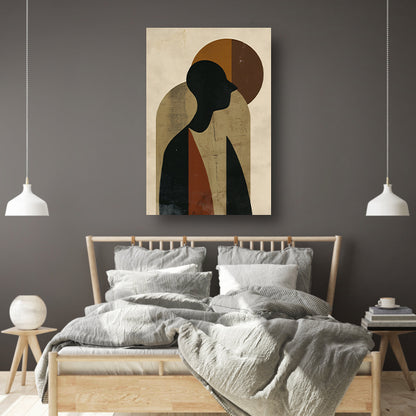 Abstract silhouet met geometrische vormen en neutrale kleuren poster