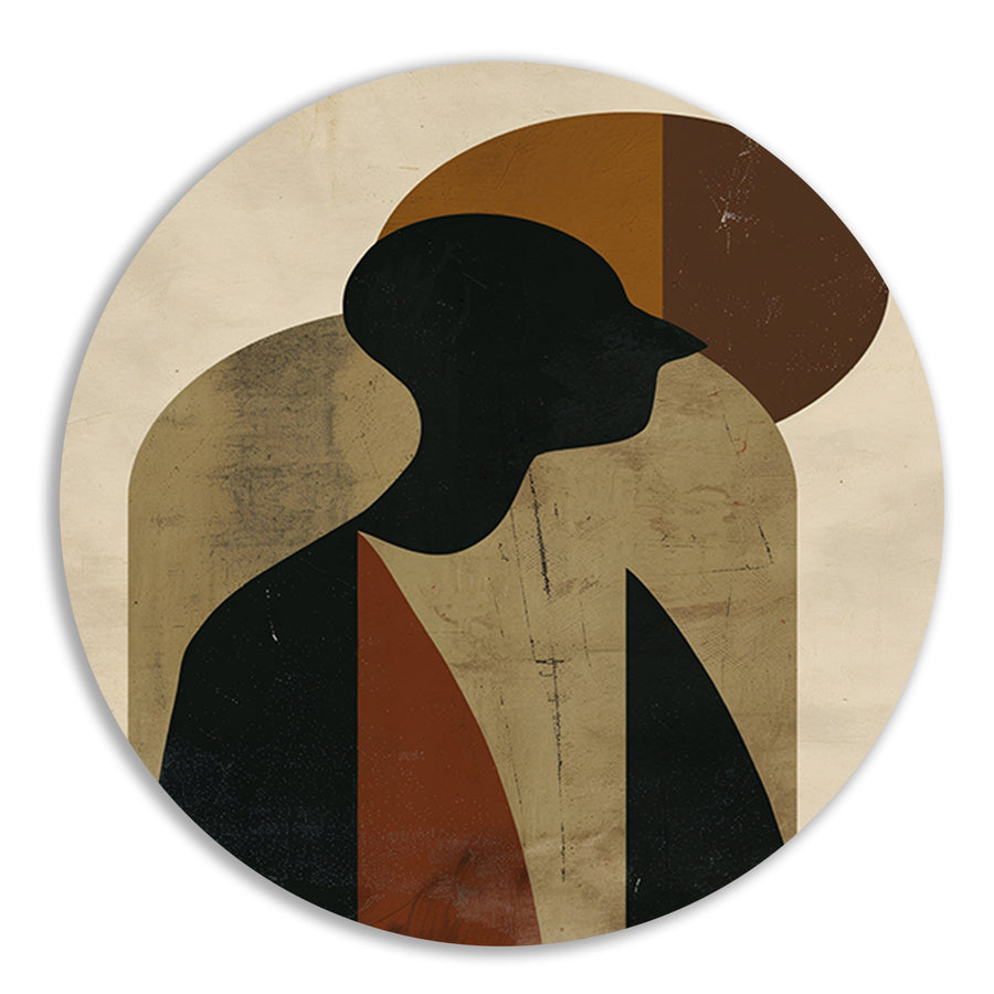 Abstract silhouet met geometrische vormen en neutrale kleuren aluminium muurcirkel