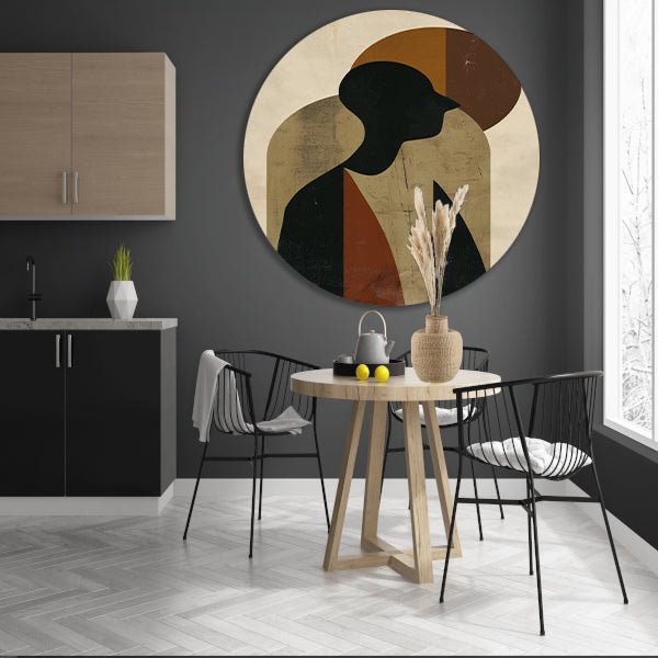 Abstract silhouet met geometrische vormen en neutrale kleuren forex muurcirkel