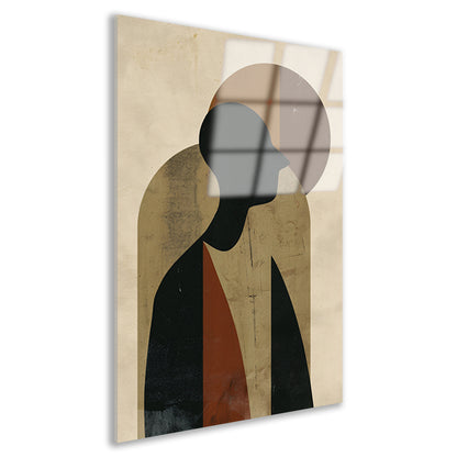 Abstract silhouet met geometrische vormen en neutrale kleuren acrylglas