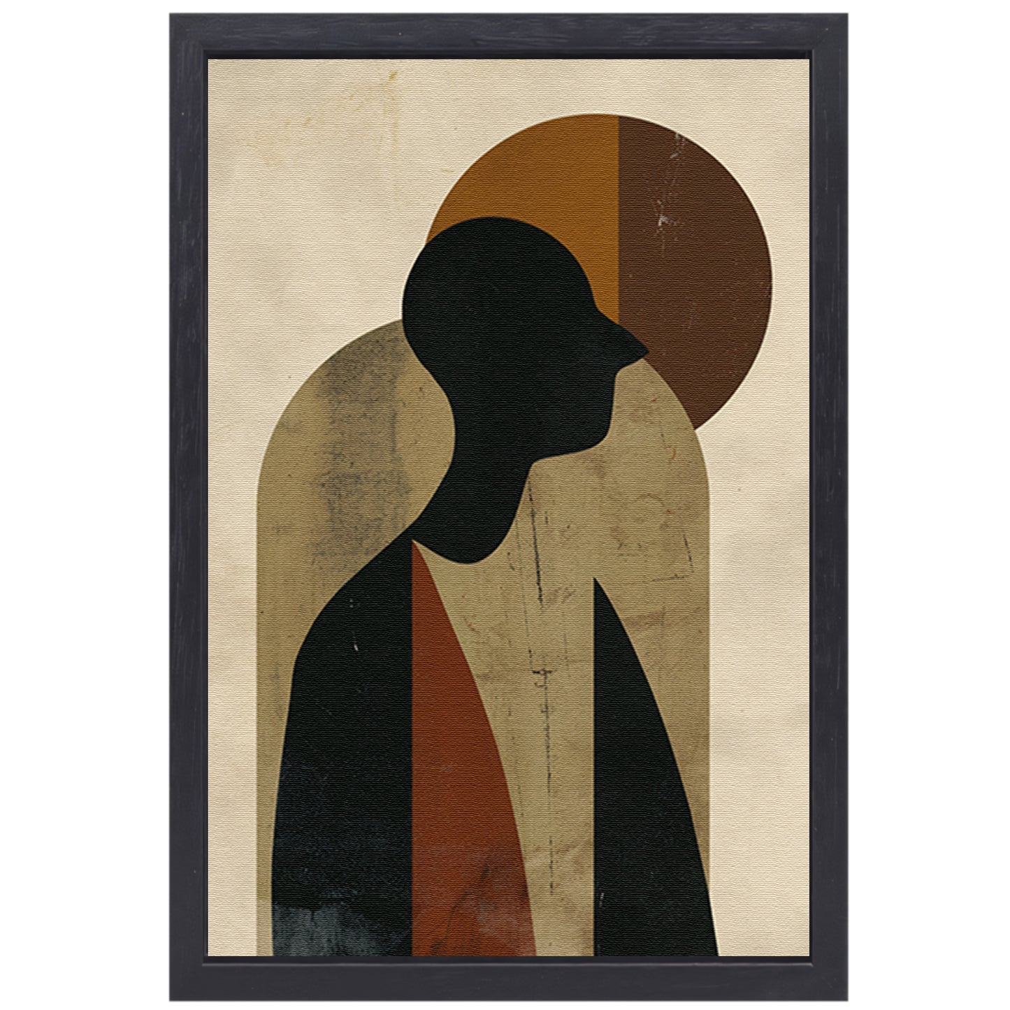Abstract silhouet met geometrische vormen en neutrale kleuren canvas met baklijst