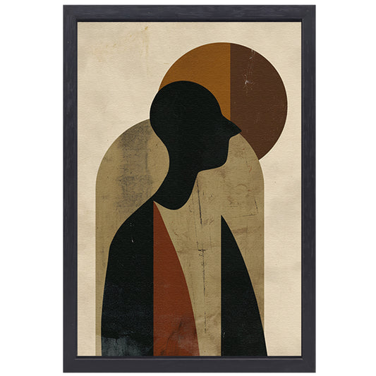 Abstract silhouet met geometrische vormen en neutrale kleuren canvas met baklijst